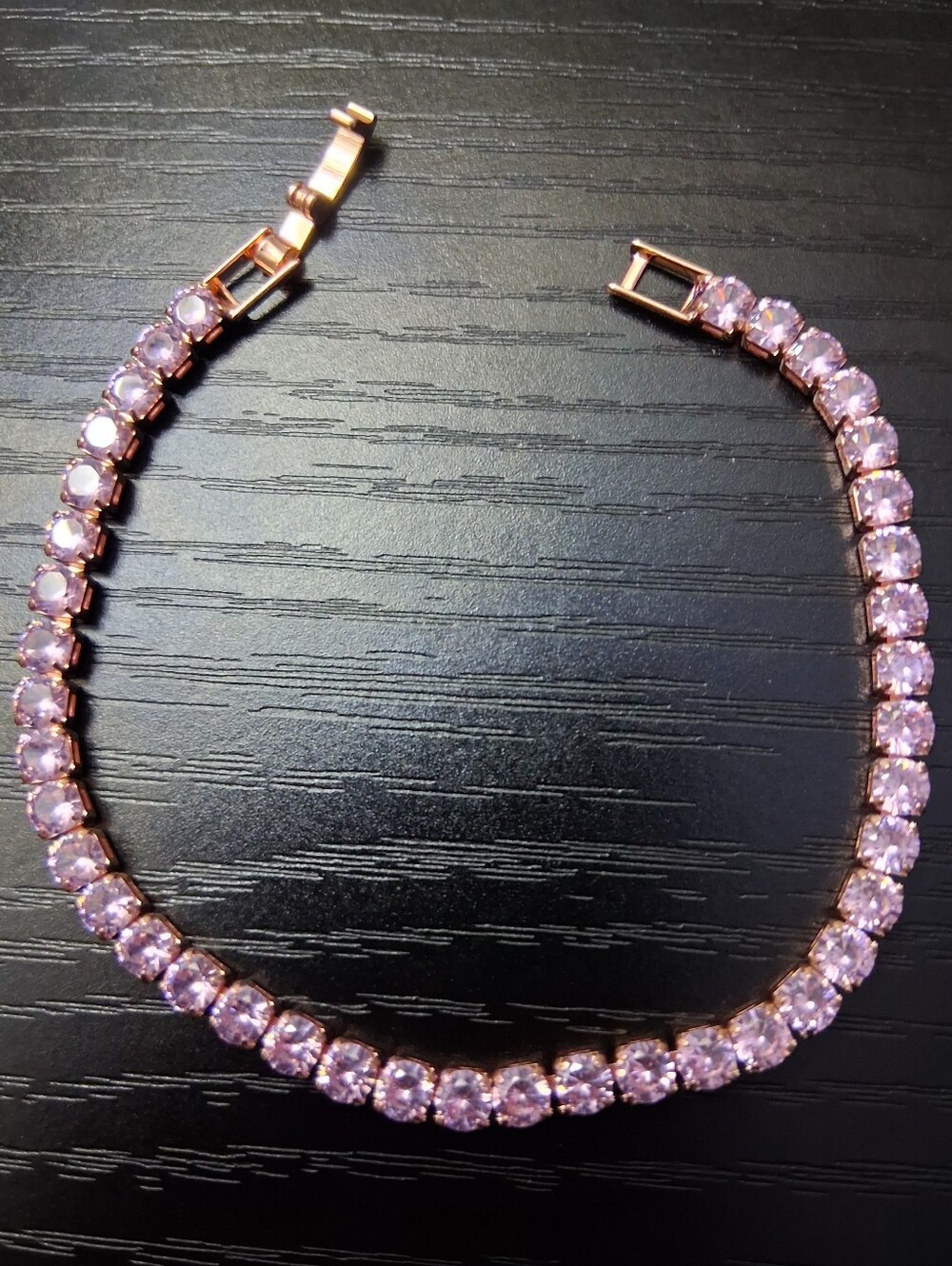 Pink Rose Gold Tennis Bracelet